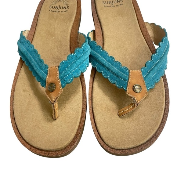 G.H. BASS & CO. SUNJUNS TURQUOISE SUEDE LEATHER THONG FLIP FLOPS SANDALS 9M - Picture 5 of 12